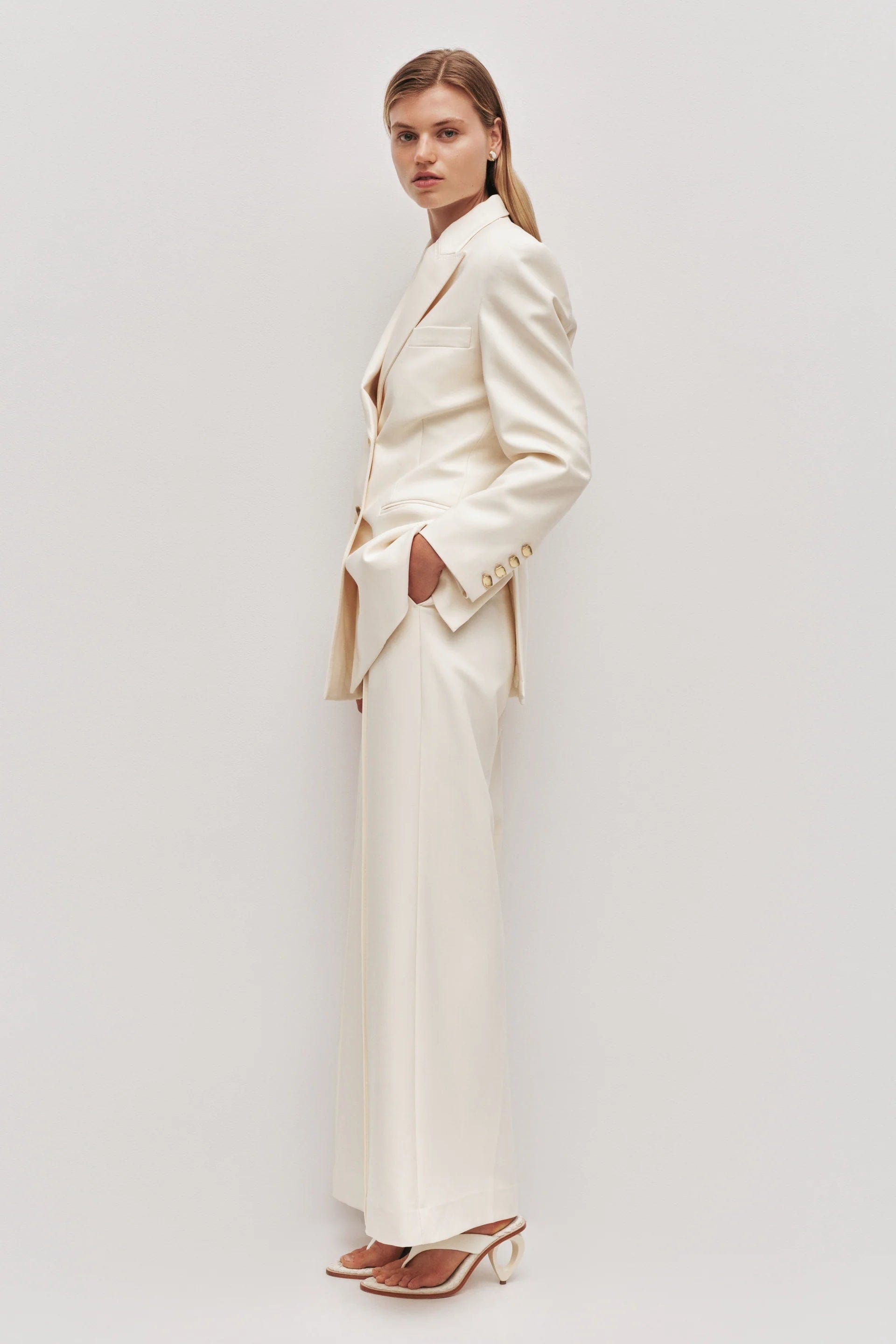 Aje Vortex Double Breasted Blazer in Cream