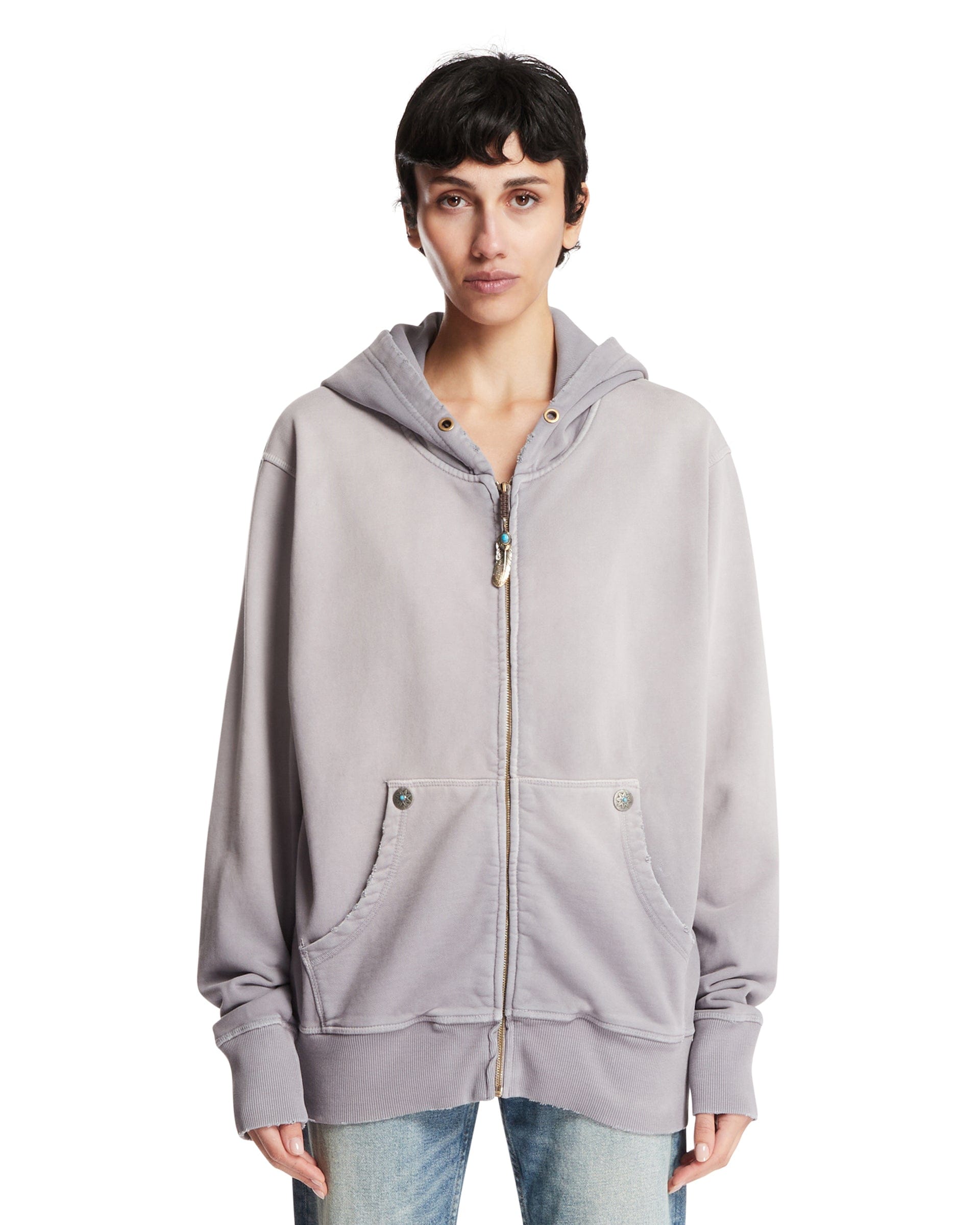 ANTIK DENIM Felpa Con Zip In Cotone Viola