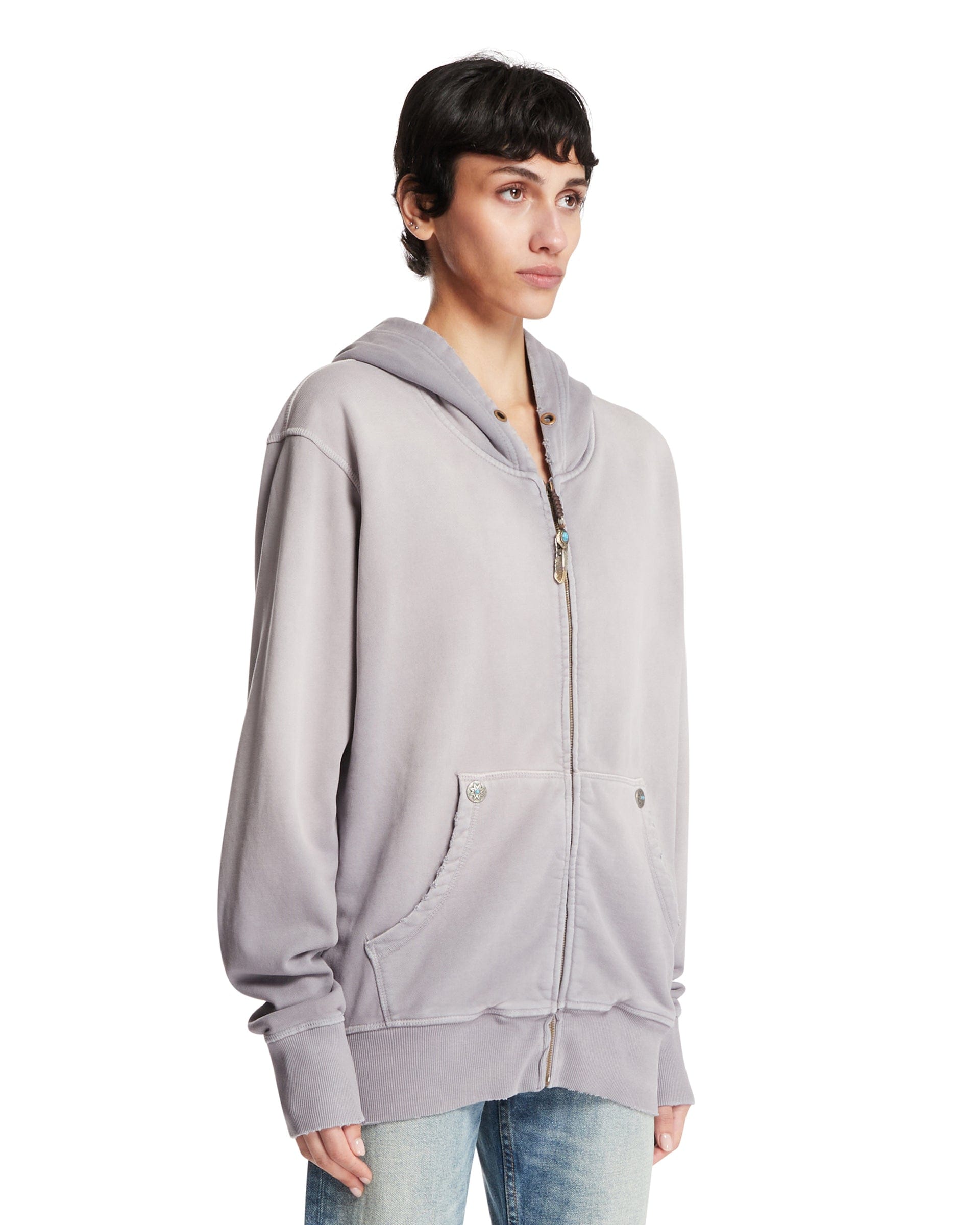 ANTIK DENIM Felpa Con Zip In Cotone Viola
