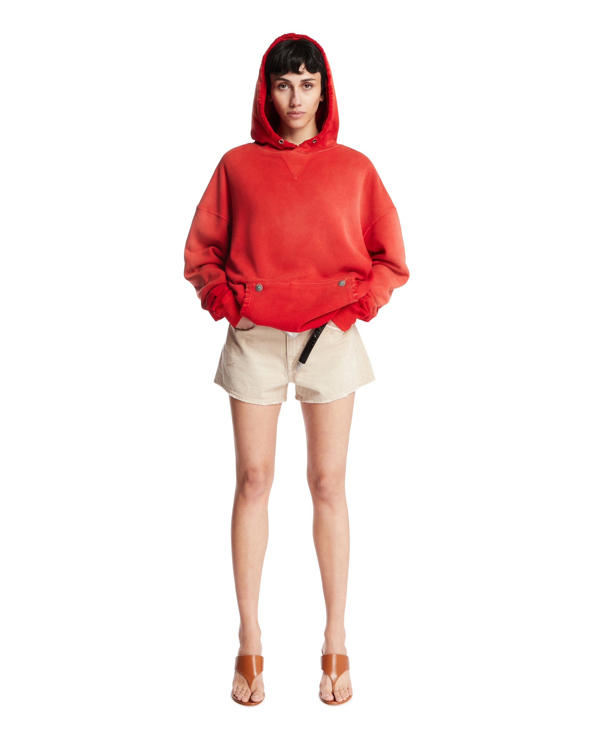 ANTIK DENIM Felpa Oversize In Cotone Rossa