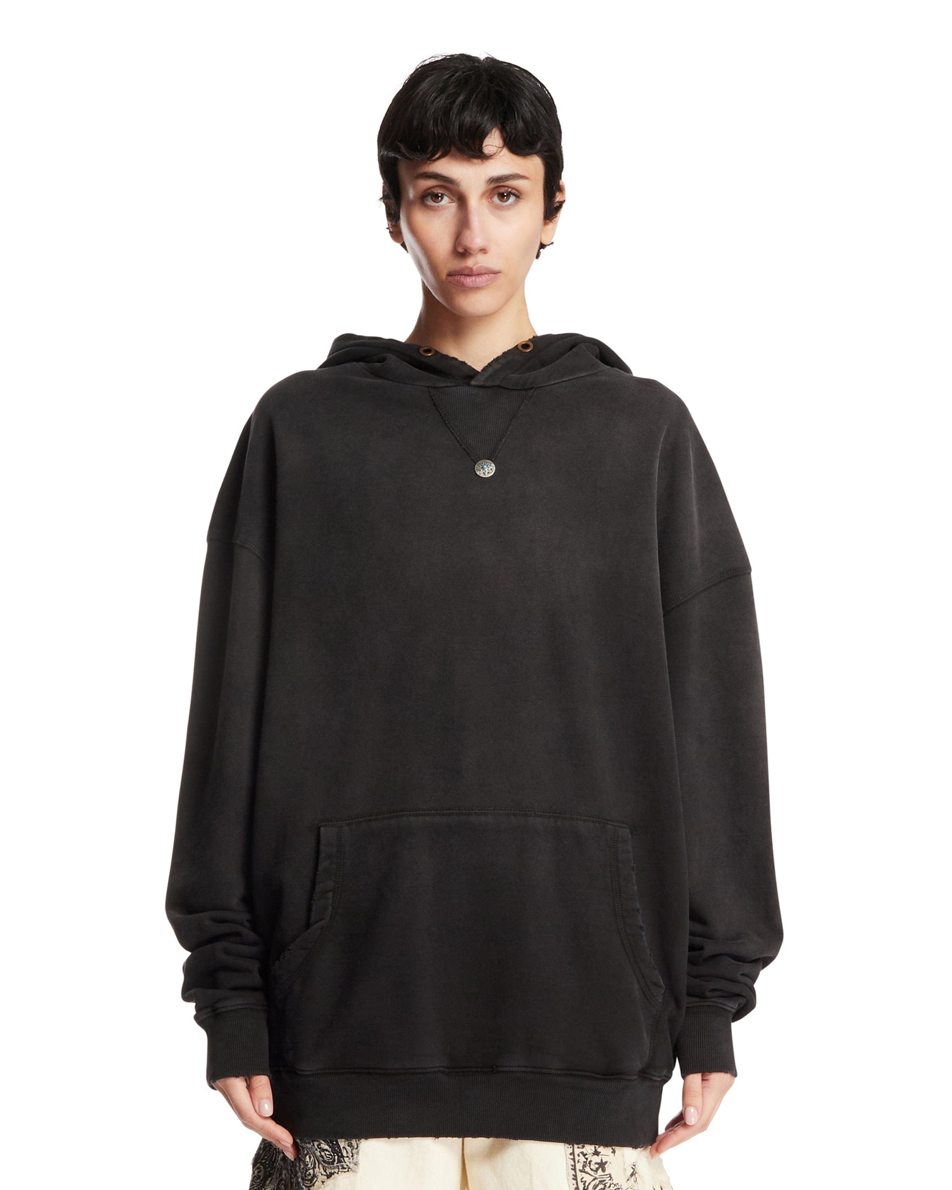 ANTIK DENIM Felpa Oversize In Cotone Nera