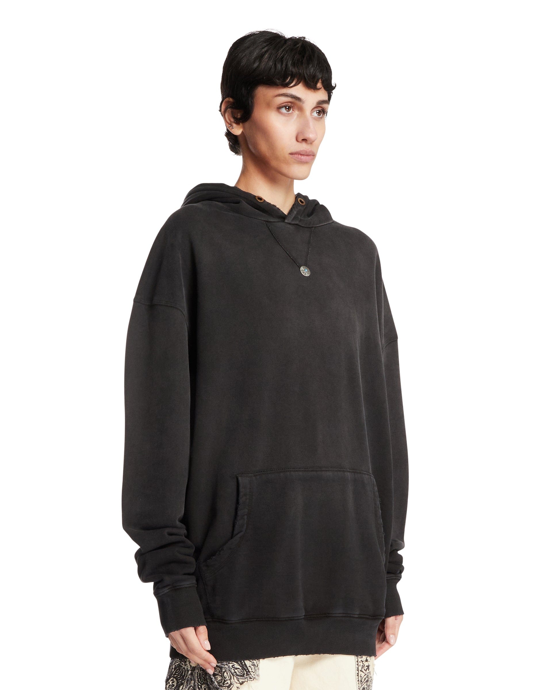 ANTIK DENIM Felpa Oversize In Cotone Nera