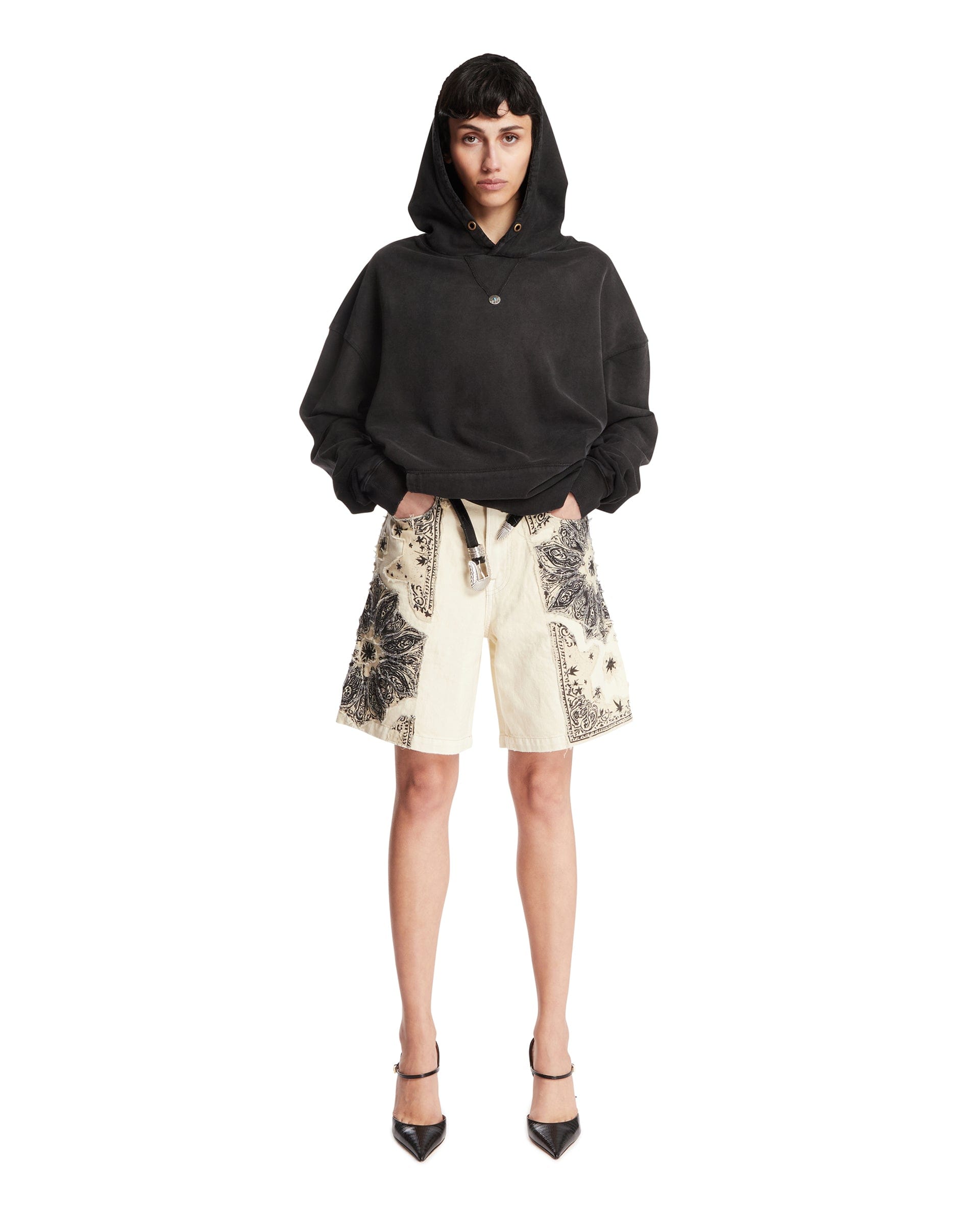 ANTIK DENIM Felpa Oversize In Cotone Nera