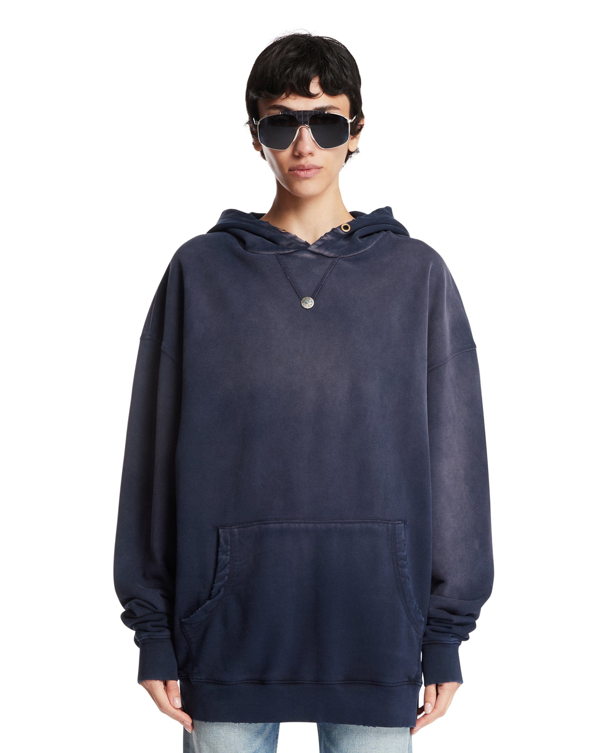 ANTIK DENIM Felpa Oversize In Cotone Blu