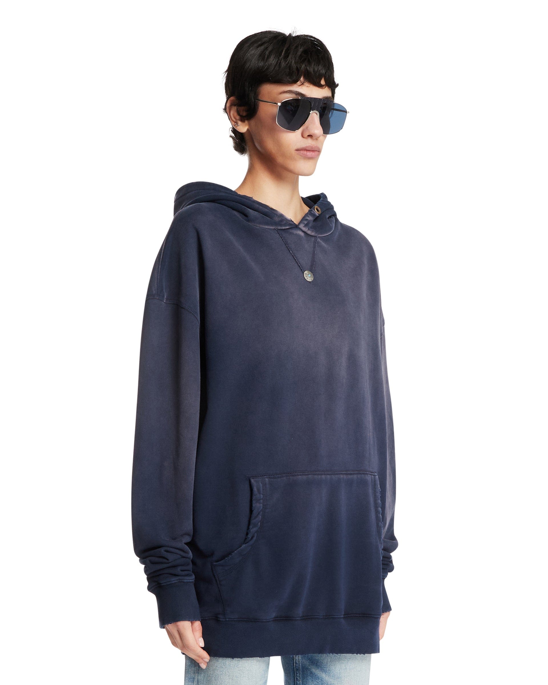 ANTIK DENIM Felpa Oversize In Cotone Blu