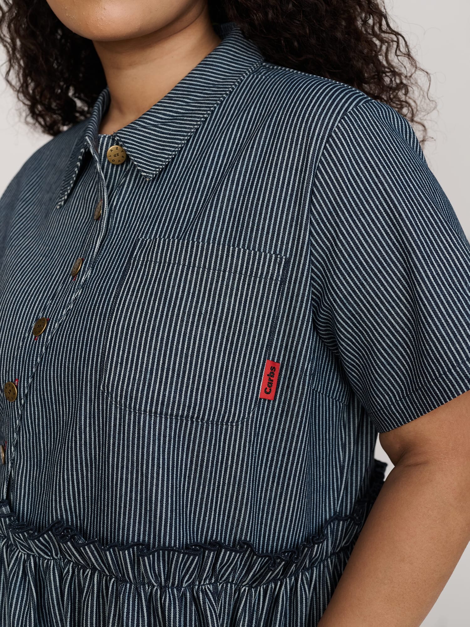 Lazy Oaf Wavy Pinstripe Midi Dress