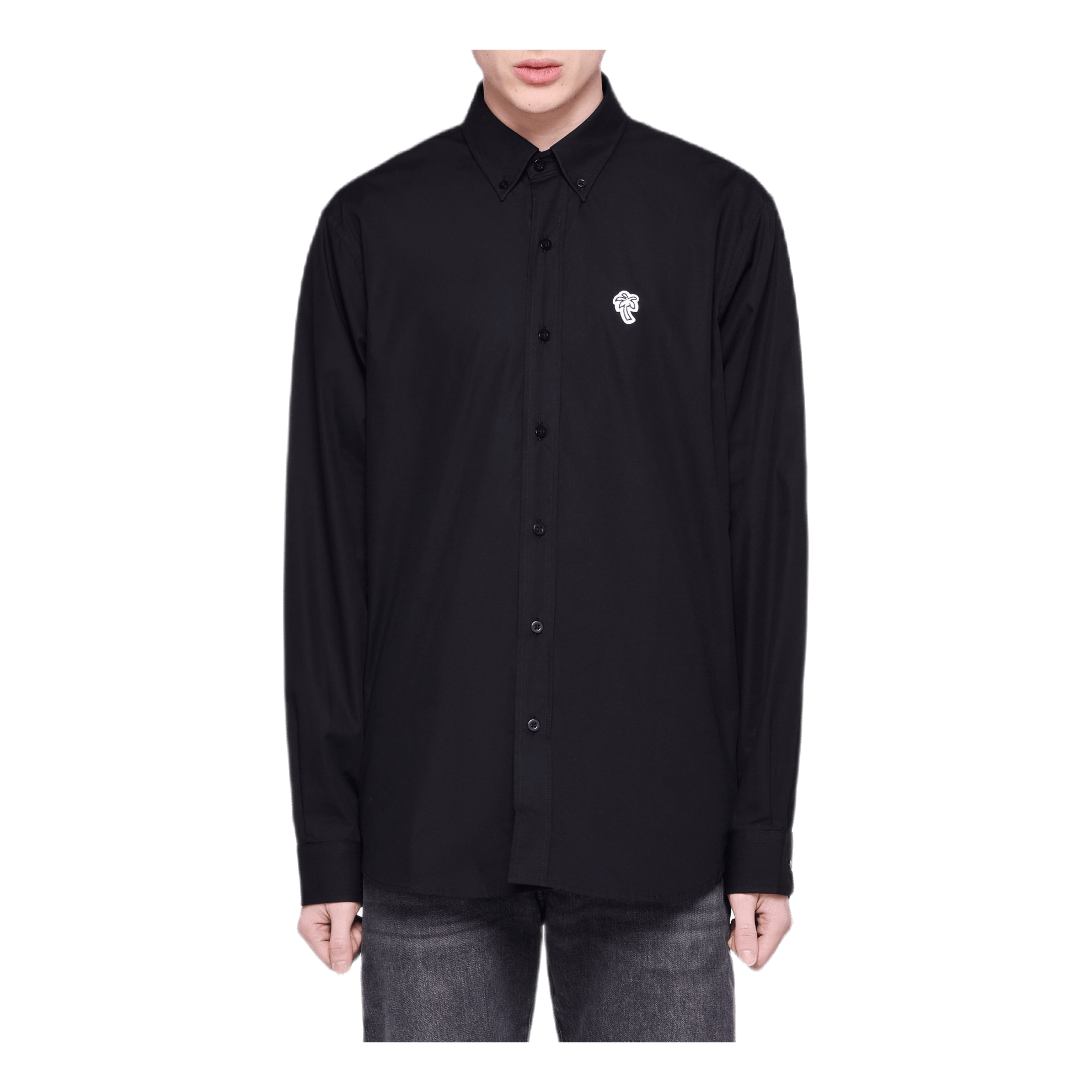 Cali Poplin Palm Shirt Black