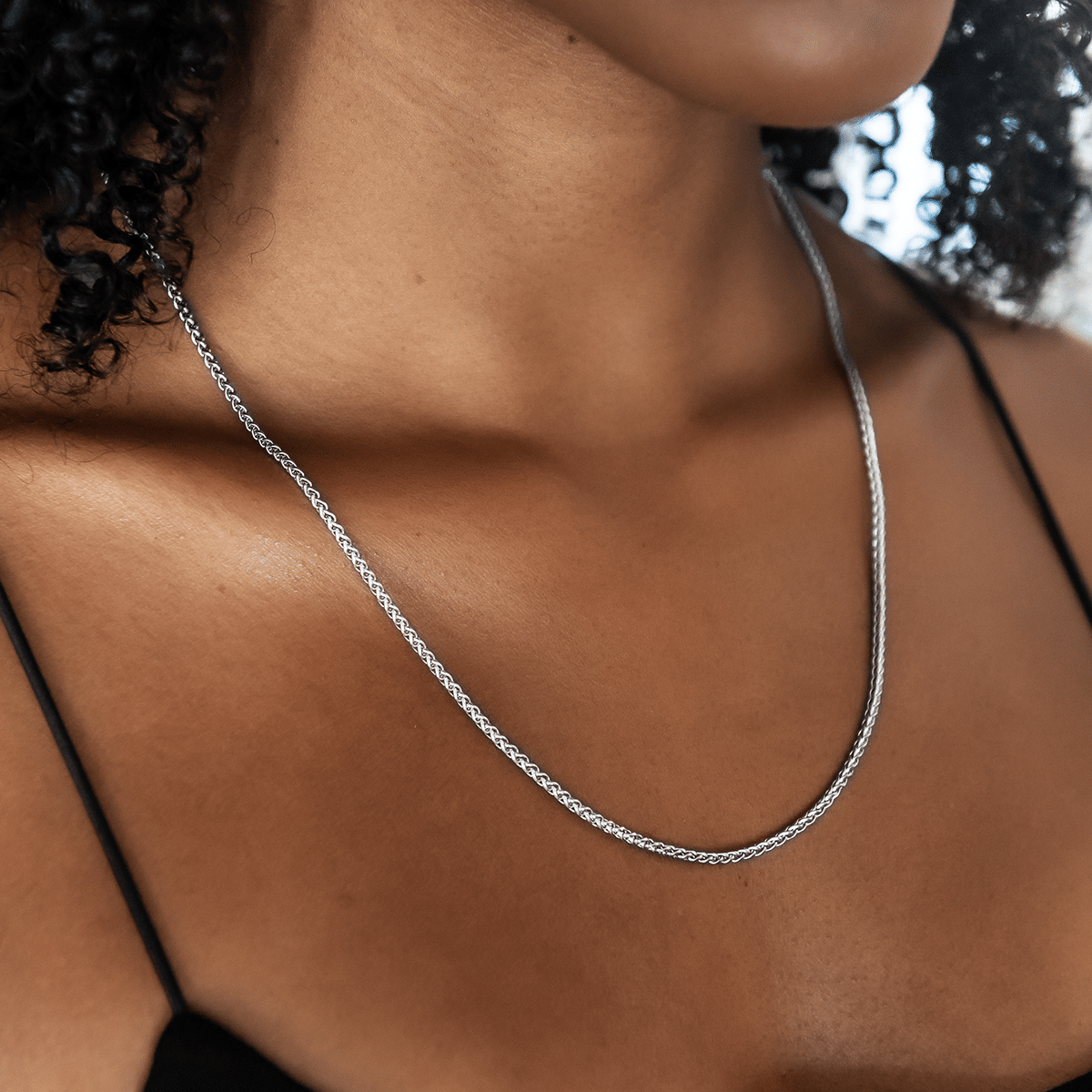 GLD PROMO SETS - WOMEN Palm Chain Necklace + Bracelet Bundle in White Gold - 2 mm