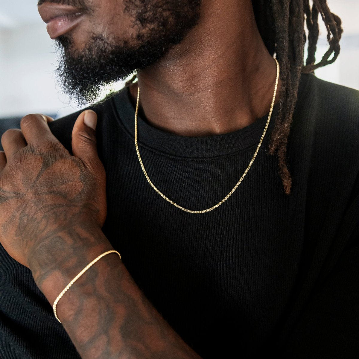 GLD PROMO SETS Palm Chain + Bracelet Bundle in Yellow Gold - 2 mm