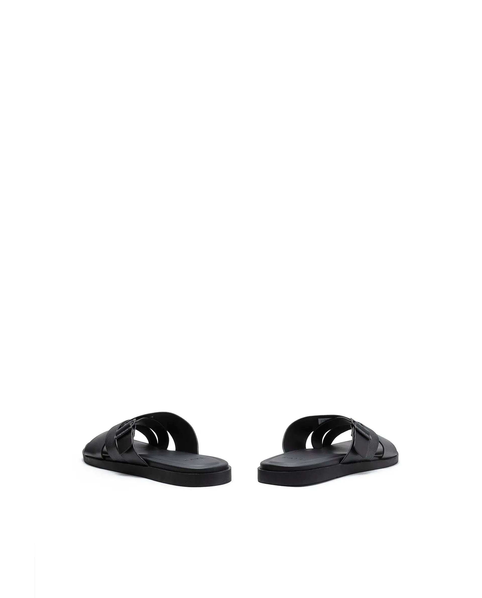 Rarez Men's Eli Black Leather Regular Sandal