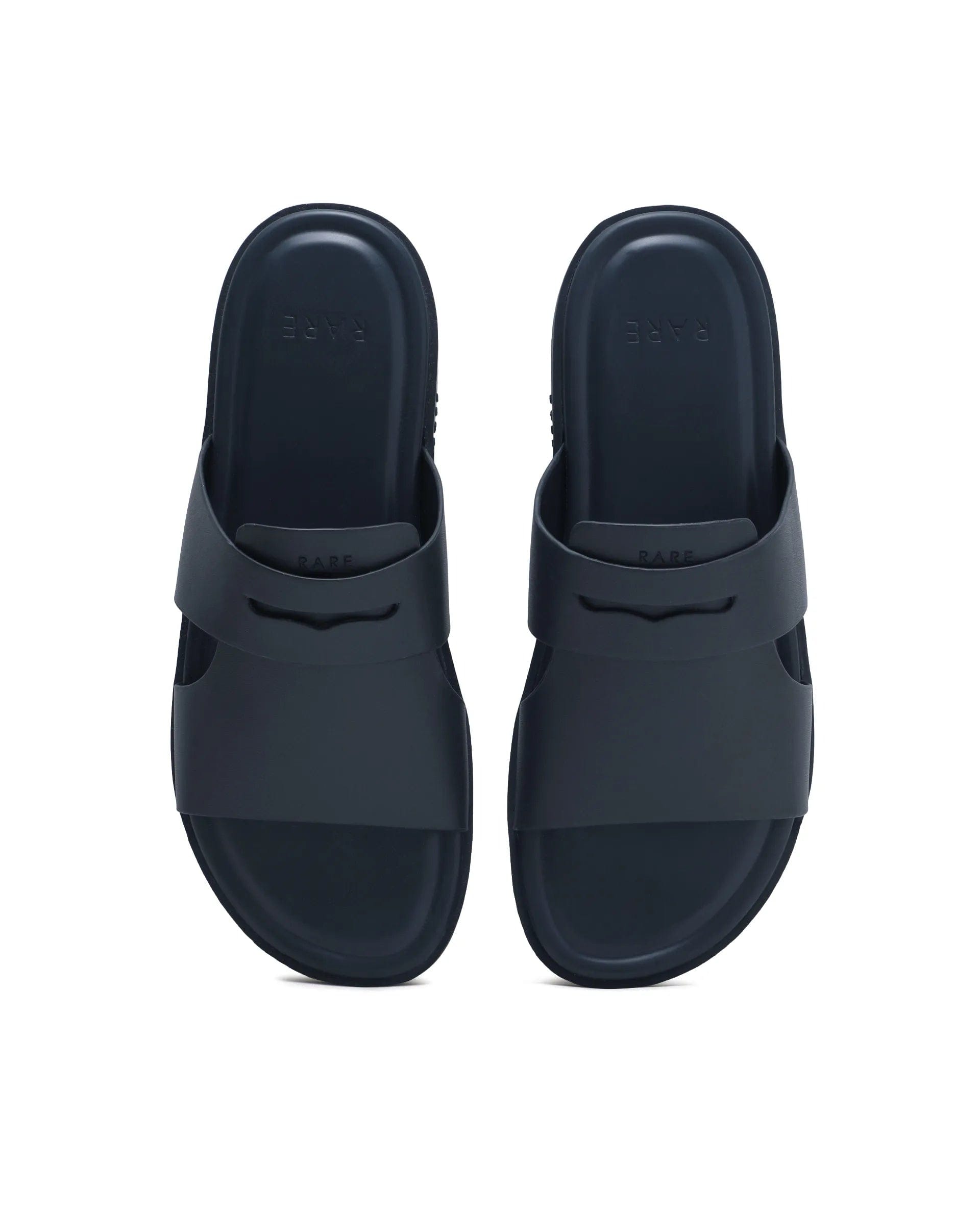 Rarez Men's Jaxa Dark Navy Leather Regular Sandal