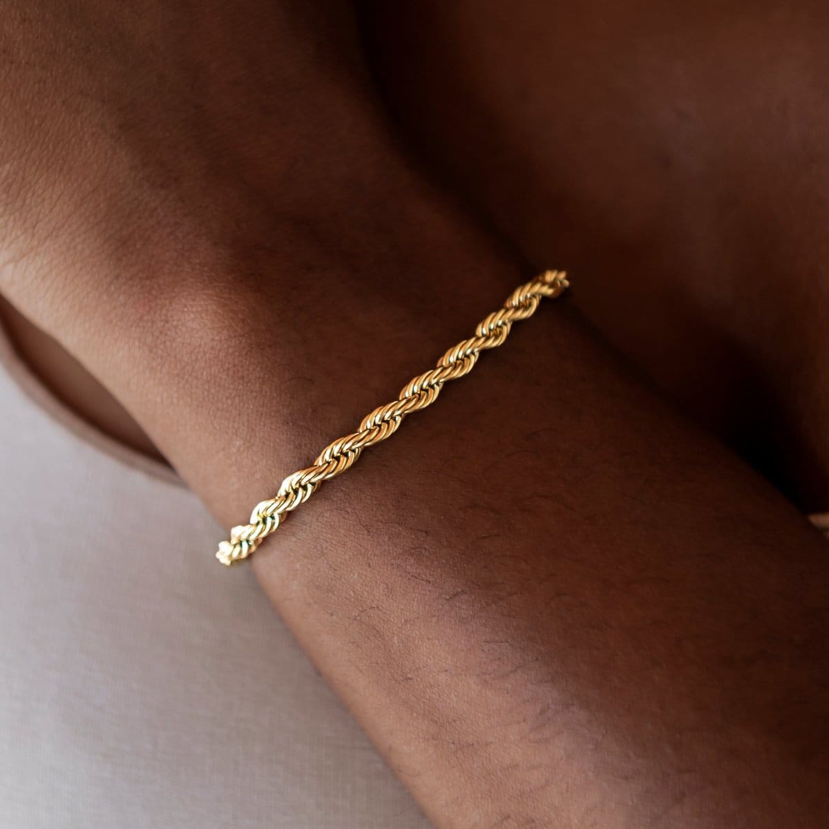 GLD Women Rope Necklace + Bracelet Bundle in Yellow Gold - 4 mm