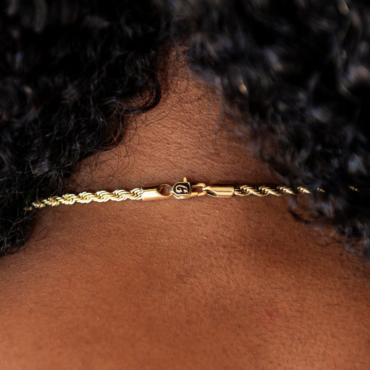GLD Women Rope Necklace + Bracelet Bundle in Yellow Gold - 4 mm