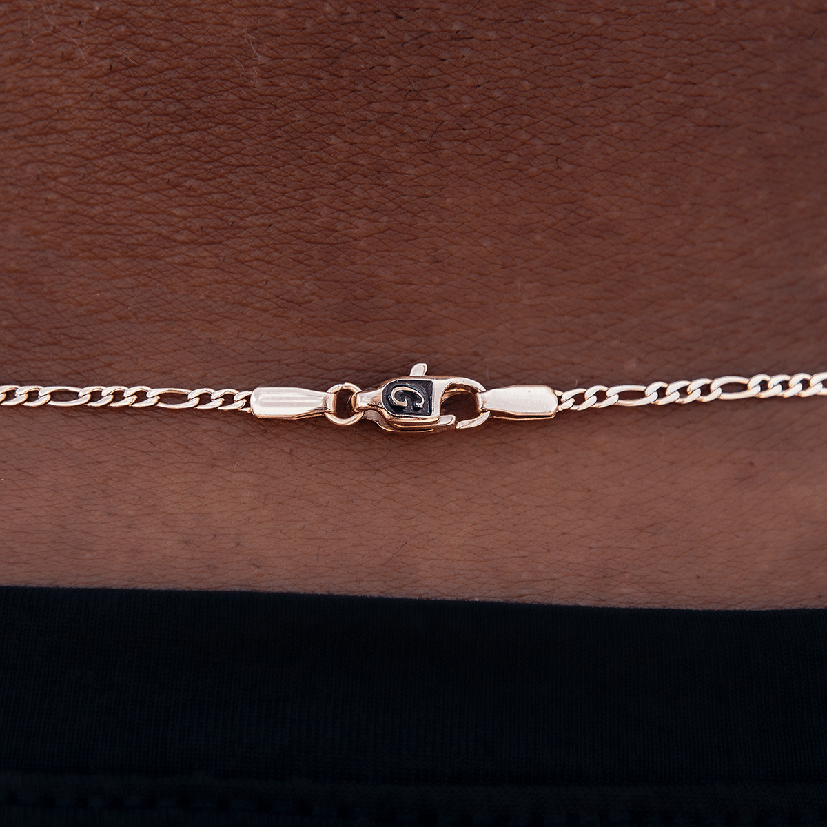 GLD Men Figaro Chain + Bracelet Bundle in Rose Gold - 2 mm