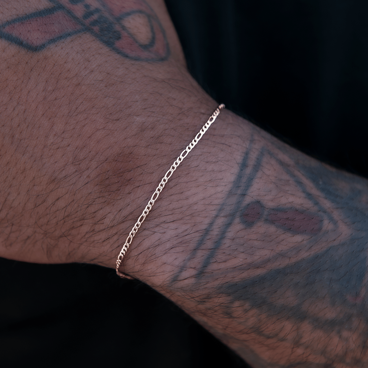 GLD Men Figaro Chain + Bracelet Bundle in Rose Gold - 2 mm
