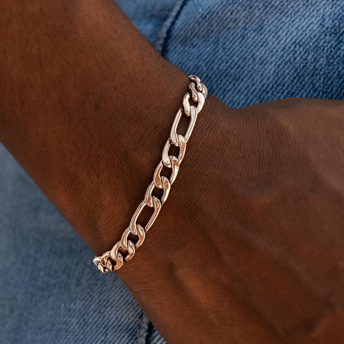 GLD Women Figaro Necklace + Bracelet Bundle in Rose Gold - 6 mm