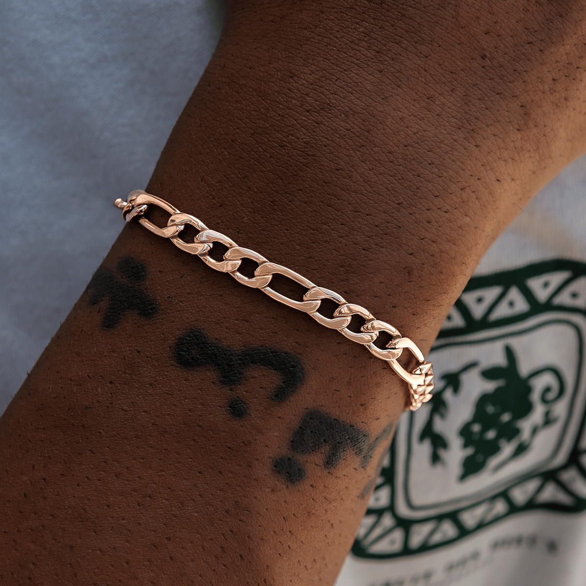 GLD Men Figaro Chain + Bracelet Bundle in Rose Gold - 6 mm