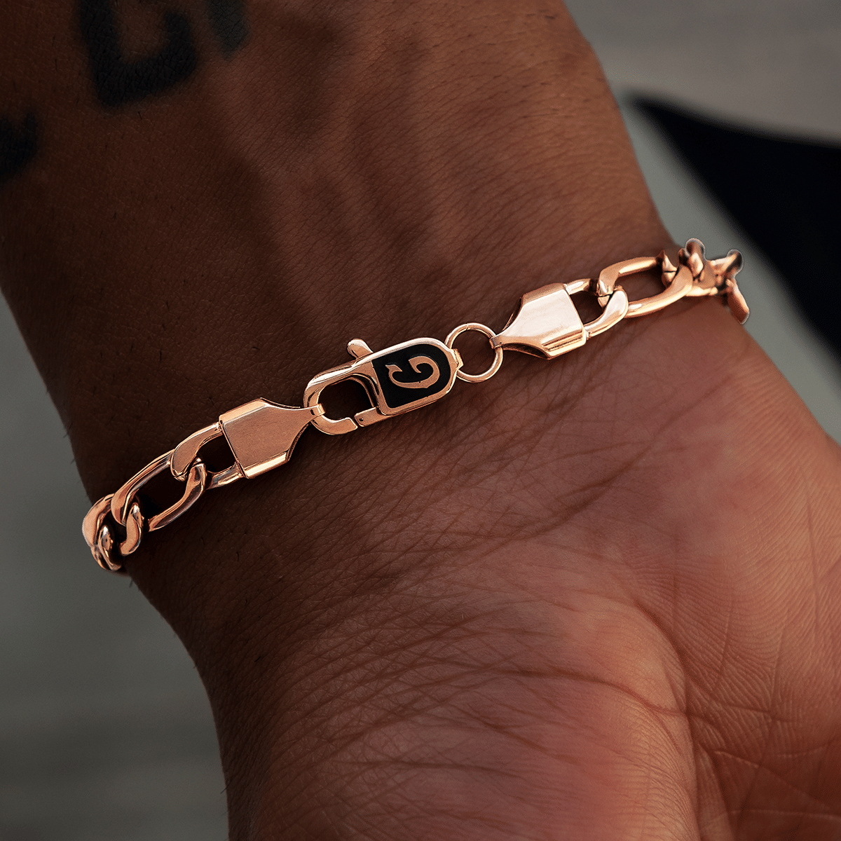 GLD Men Figaro Chain + Bracelet Bundle in Rose Gold - 6 mm