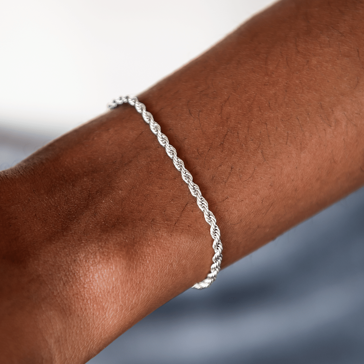 GLD Women Rope Necklace + Bracelet Bundle in White Gold - 2 mm