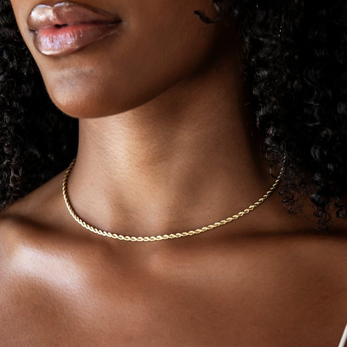 GLD Women Rope Necklace + Bracelet Bundle in Yellow Gold - 2 mm