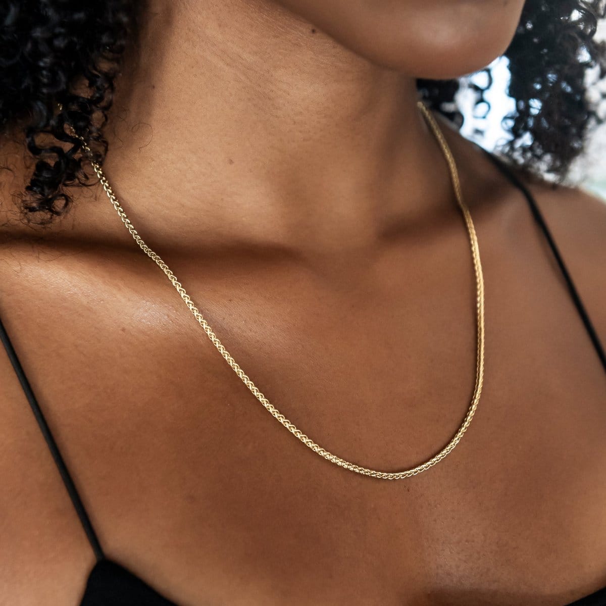 GLD Women Palm Chain Necklace + Bracelet Bundle in Yellow Gold - 2 mm