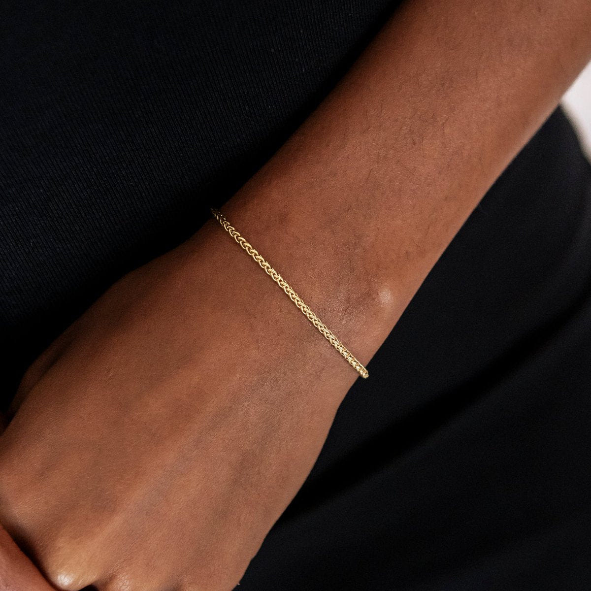 GLD Women Palm Chain Necklace + Bracelet Bundle in Yellow Gold - 2 mm