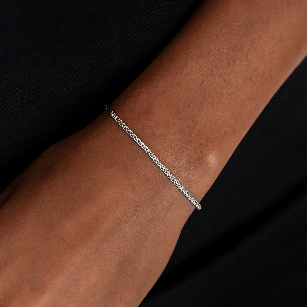 GLD Women Palm Chain Necklace + Bracelet Bundle in White Gold - 2 mm