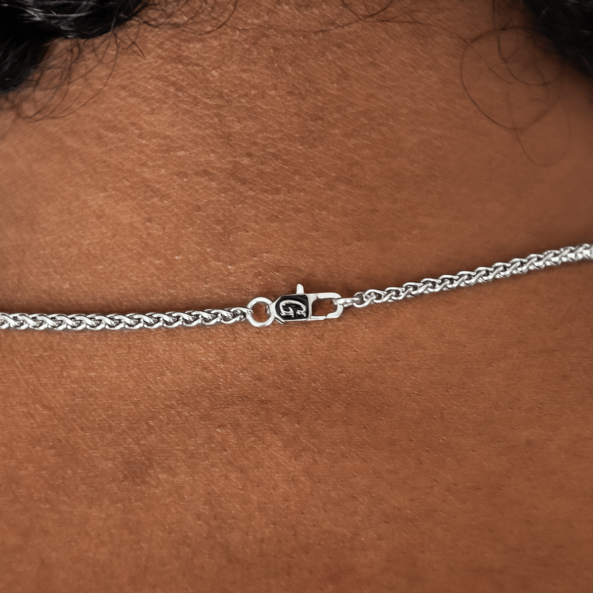 GLD Women Palm Chain Necklace + Bracelet Bundle in White Gold - 2 mm