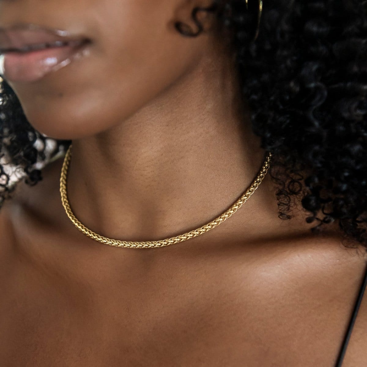 GLD Women Palm Chain Necklace + Bracelet Bundle in Yellow Gold - 4 mm