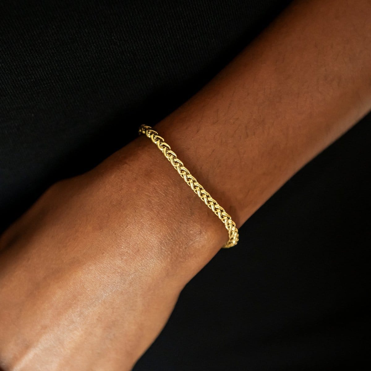 GLD Women Palm Chain Necklace + Bracelet Bundle in Yellow Gold - 4 mm