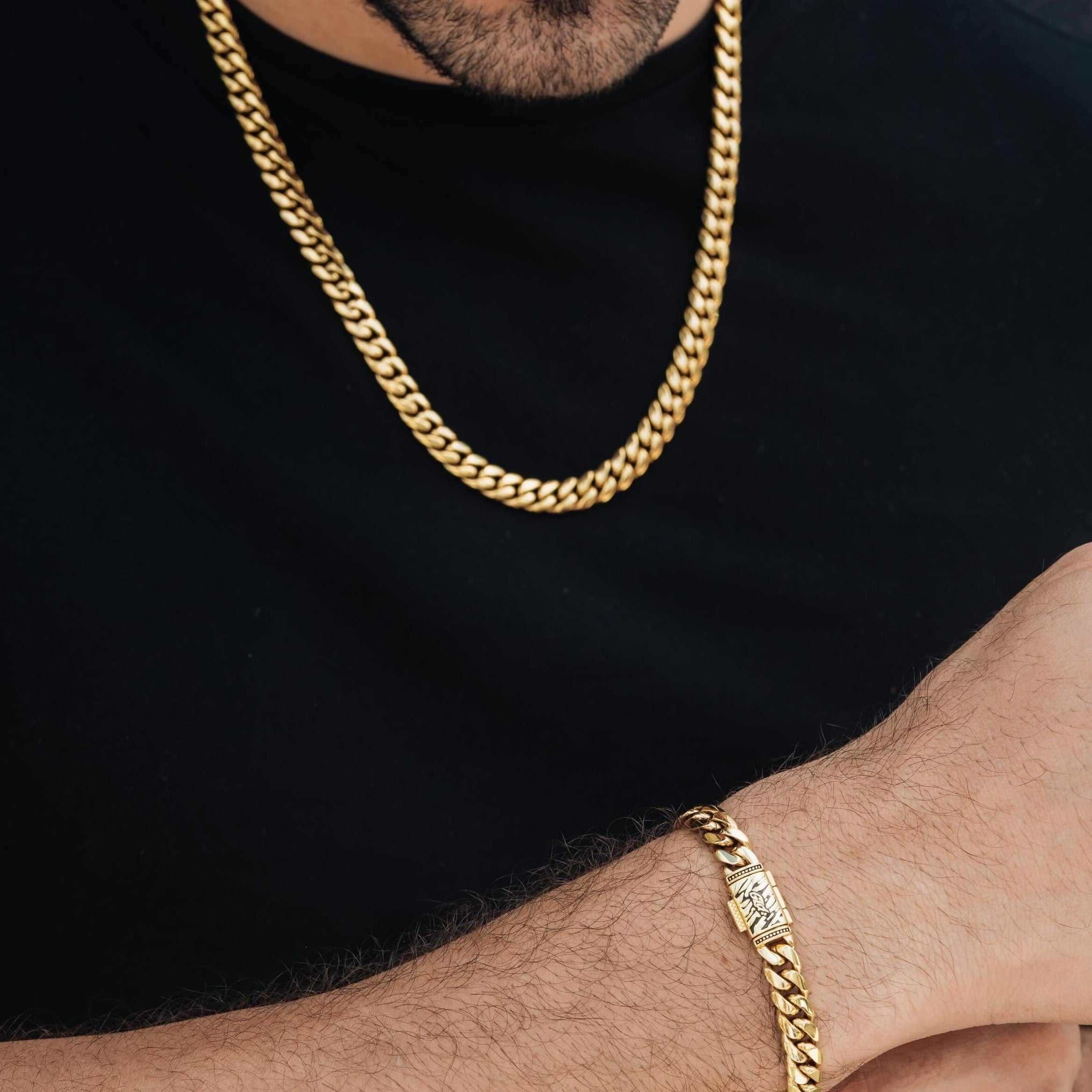 GLD Men Miami Cuban Chain + Bracelet Bundle - 8 mm