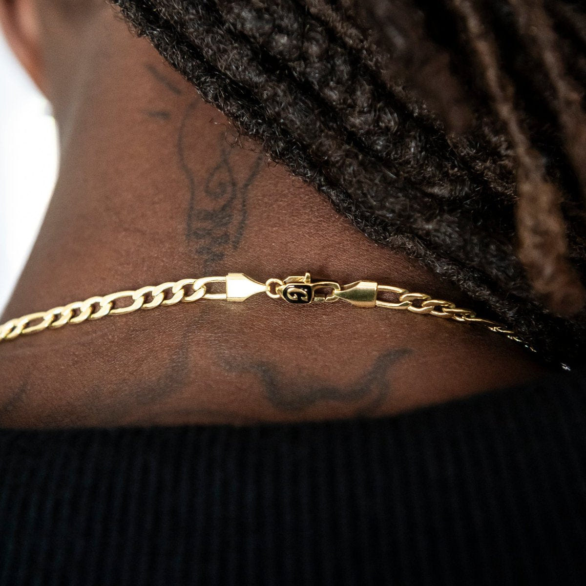 GLD Men Figaro Link Chain + Bracelet Bundle in Yellow Gold - 4 mm