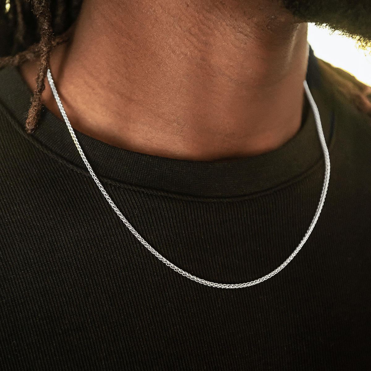 GLD Men Palm Chain + Bracelet Bundle in White Gold - 2 mm