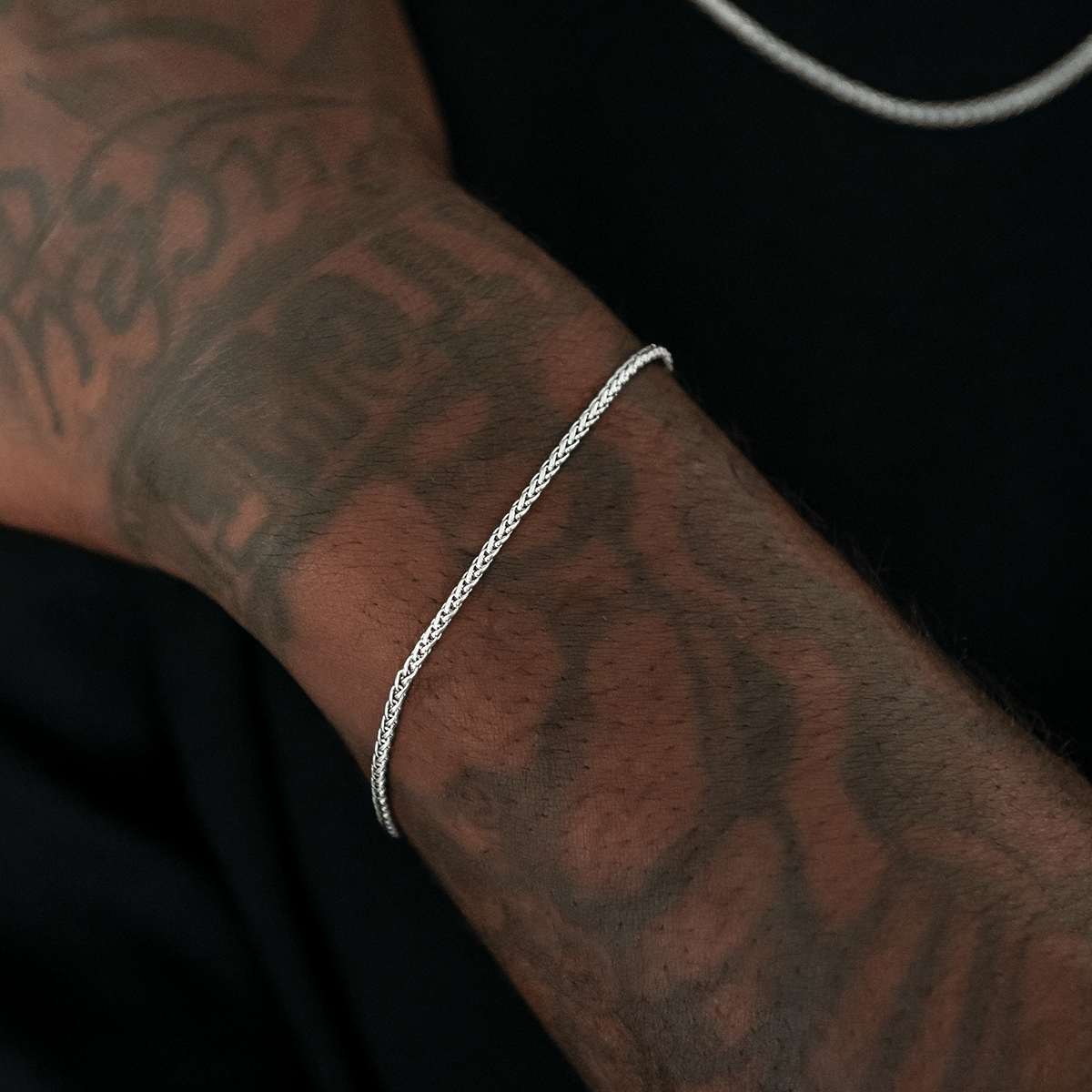 GLD Men Palm Chain + Bracelet Bundle in White Gold - 2 mm