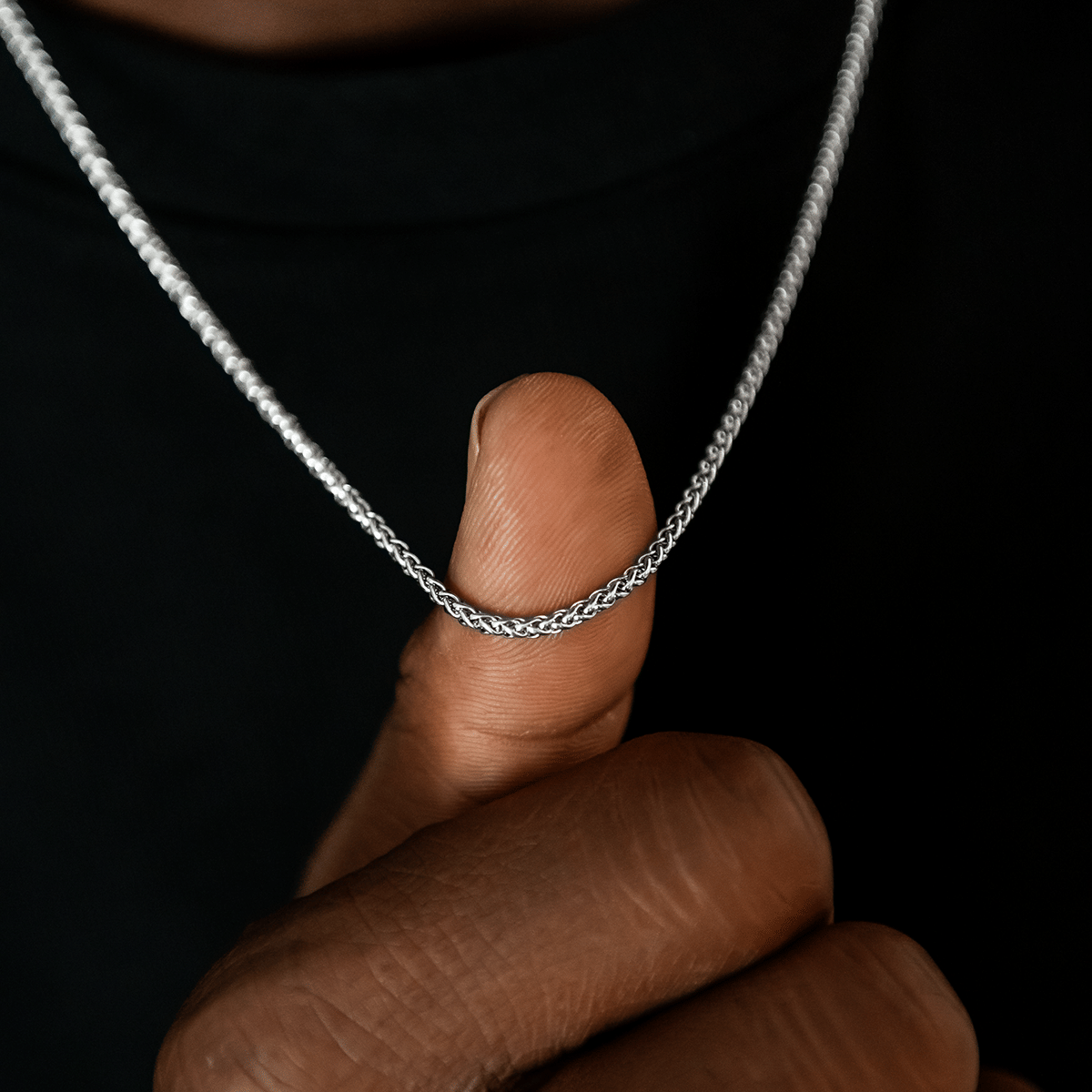 GLD Men Palm Chain + Bracelet Bundle in White Gold - 2 mm