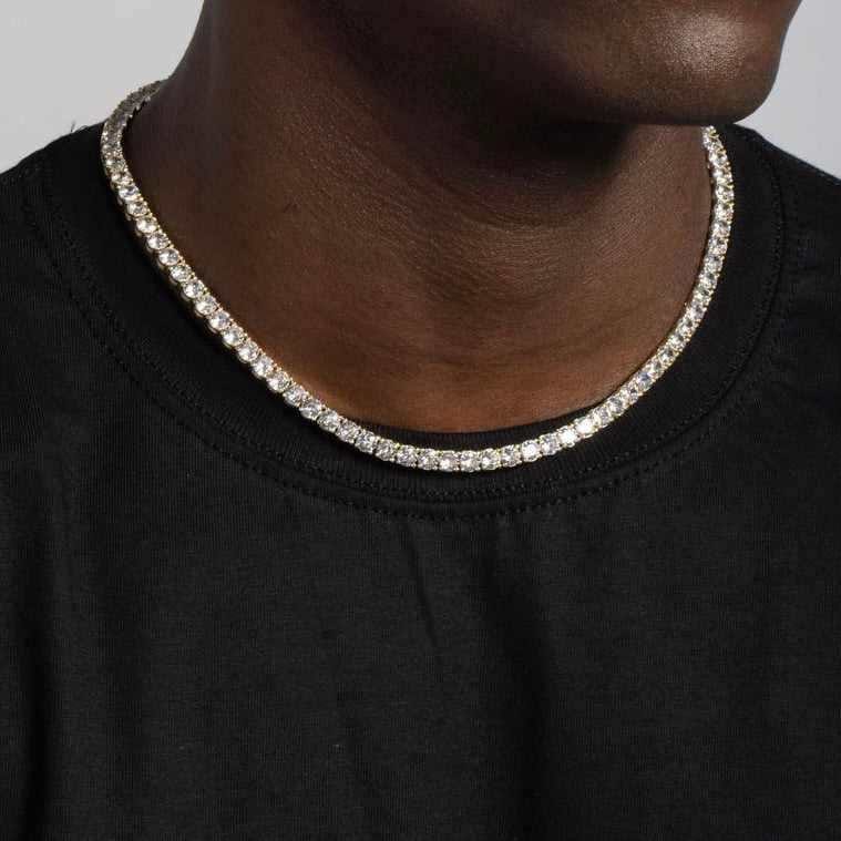 GLD Men Diamond Tennis Chain + Bracelet Bundle in Yellow Gold - 5 mm