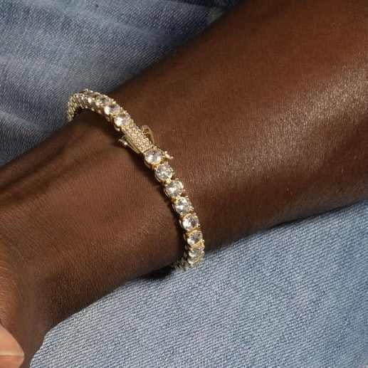 GLD Men Diamond Tennis Chain + Bracelet Bundle in Yellow Gold - 5 mm