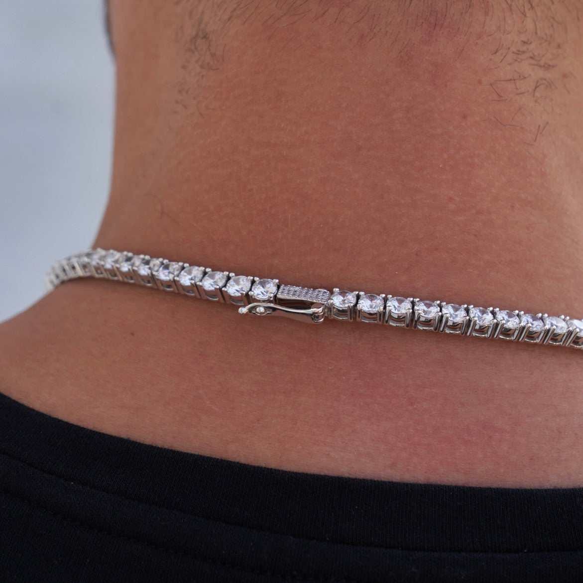 GLD Men Diamond Tennis Chain + Bracelet Bundle in White Gold - 5 mm