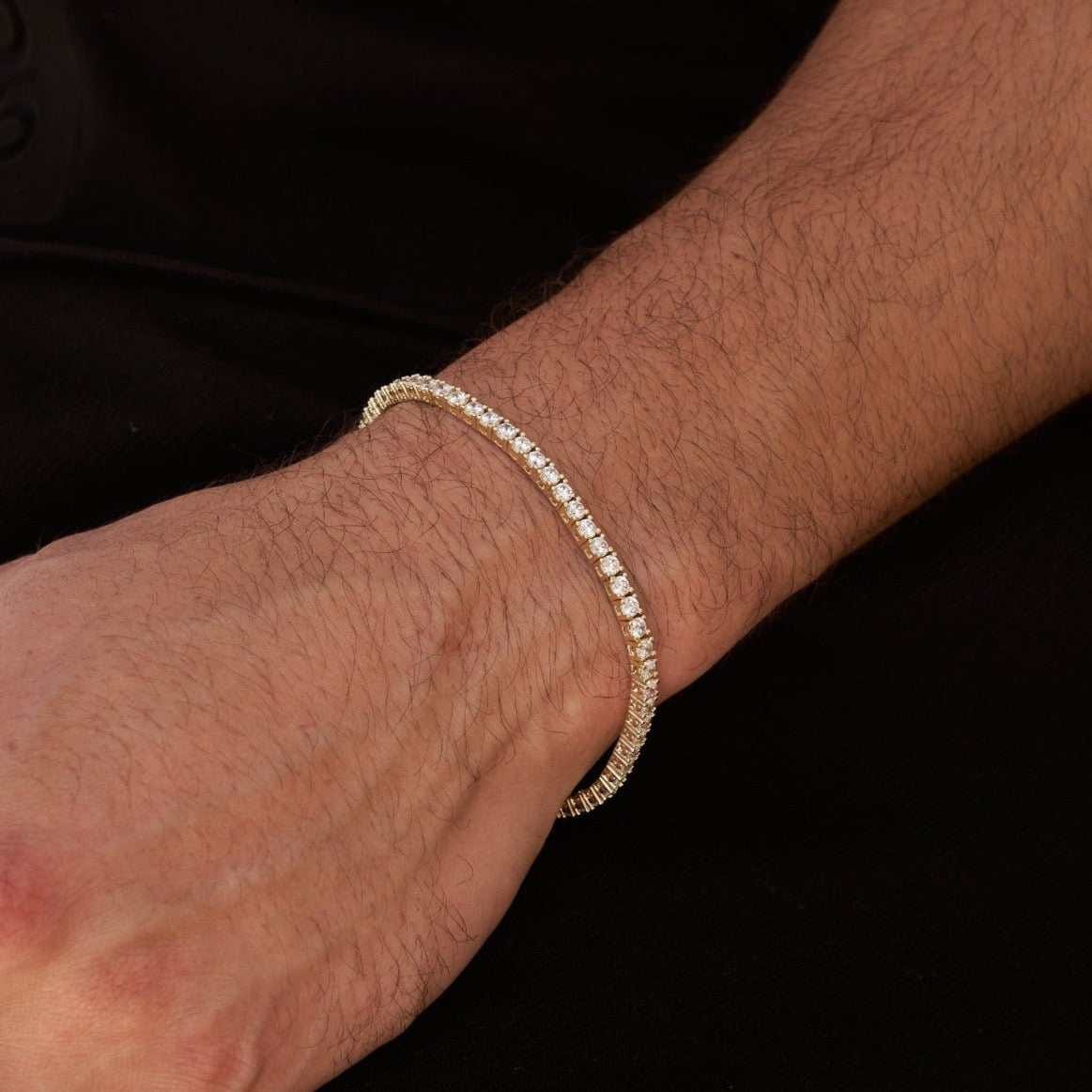 GLD Men Diamond Tennis Chain + Bracelet Bundle in Yellow Gold - 3 mm