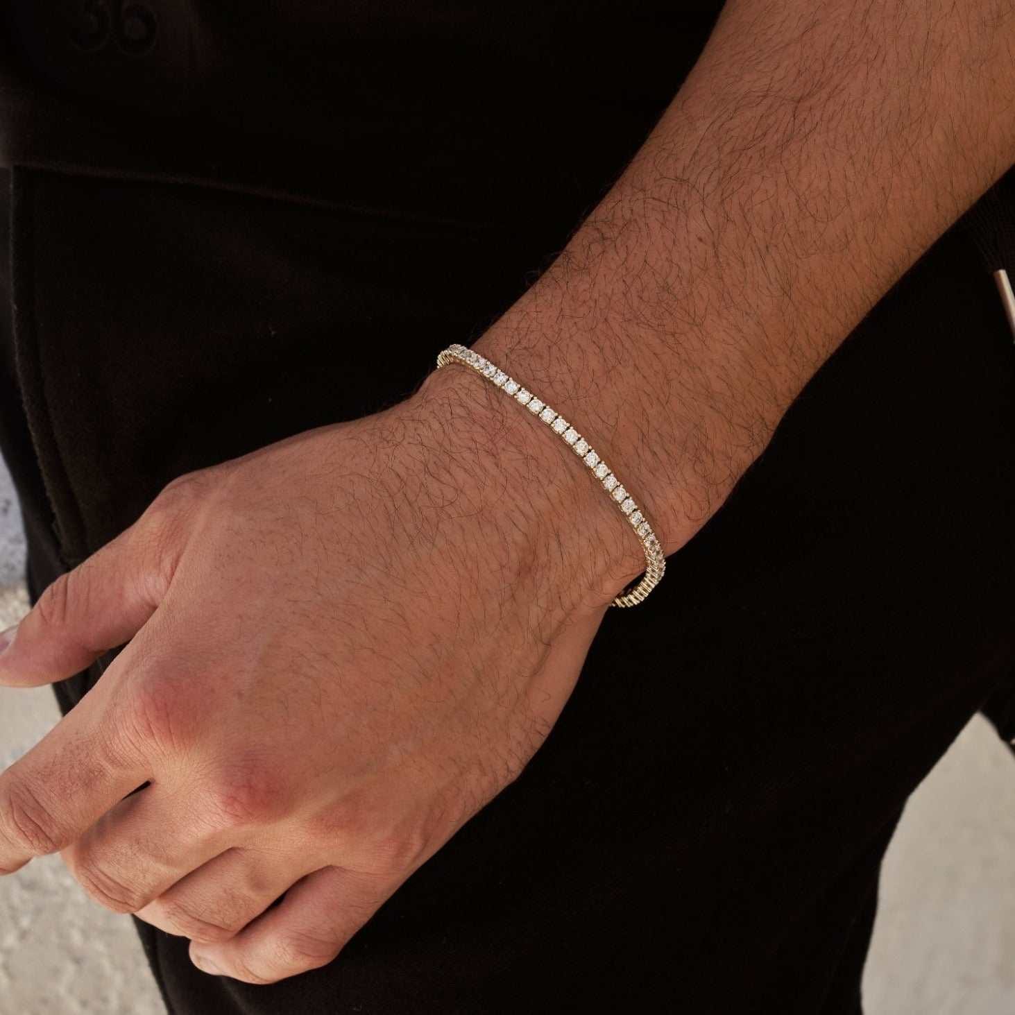 GLD Men Diamond Tennis Chain + Bracelet Bundle in Yellow Gold - 3 mm