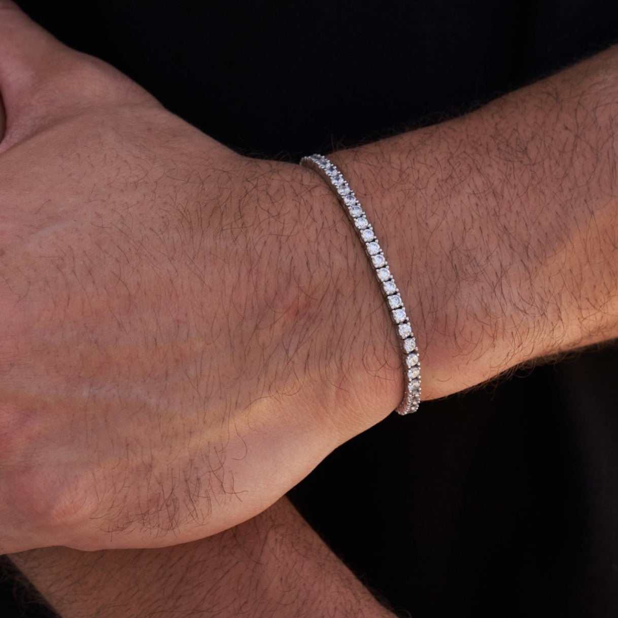 GLD Men Diamond Tennis Chain + Bracelet Bundle in White Gold - 3 mm