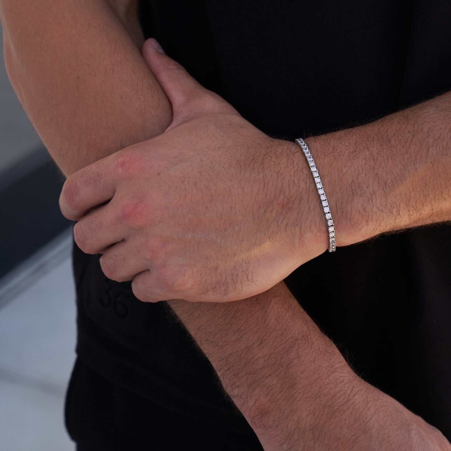 GLD Men Diamond Tennis Chain + Bracelet Bundle in White Gold - 3 mm