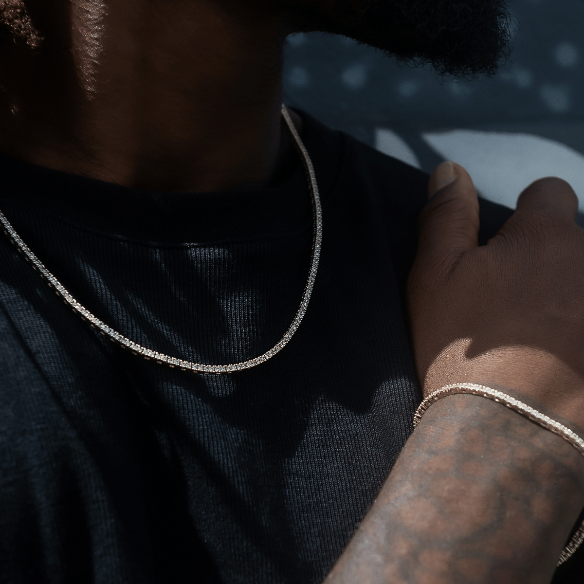 GLD Men Diamond Tennis Chain + Bracelet Bundle in Yellow Gold - 2 mm
