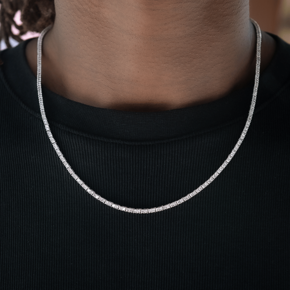 GLD Men Diamond Tennis Chain + Bracelet Bundle in White Gold - 2 mm