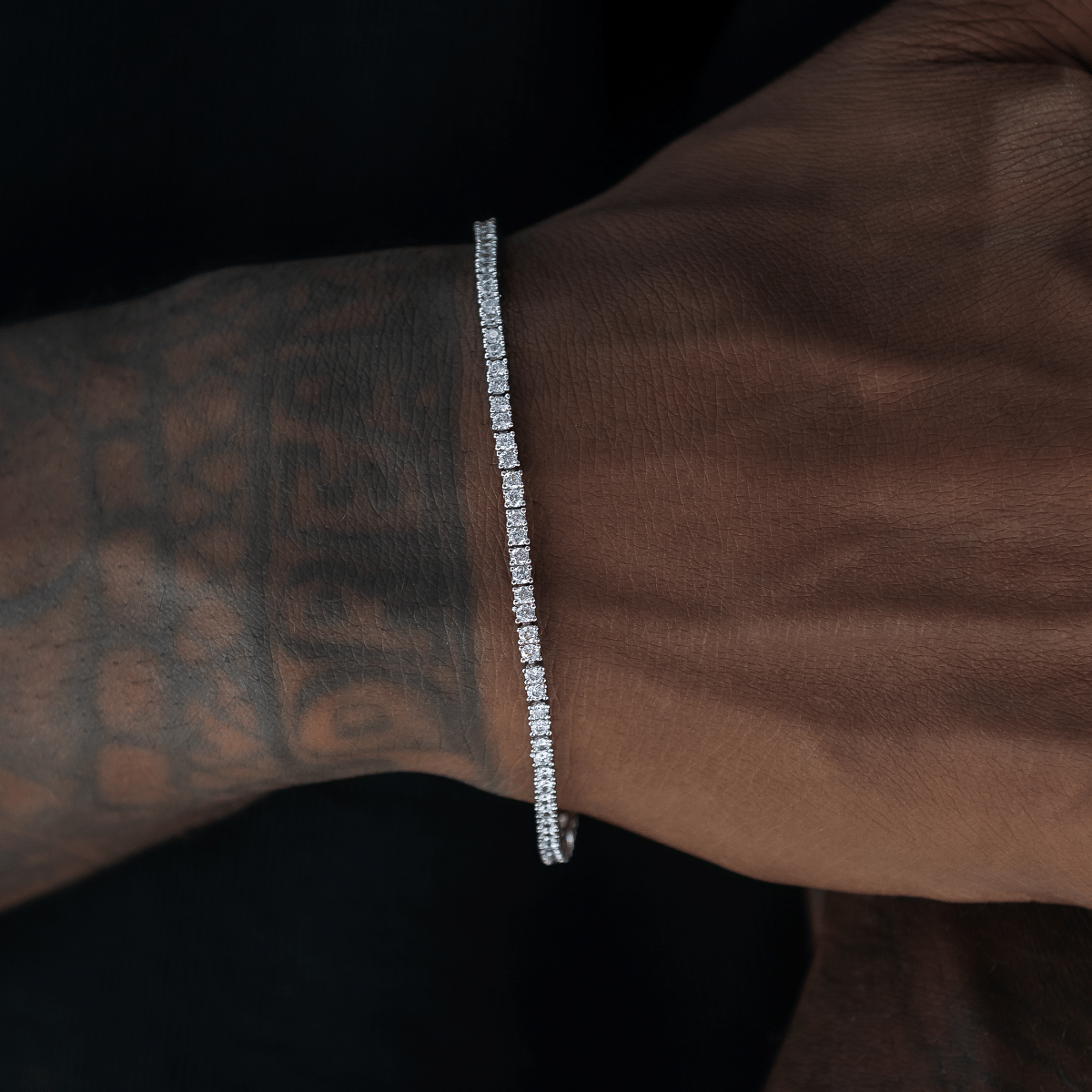 GLD Men Diamond Tennis Chain + Bracelet Bundle in White Gold - 2 mm