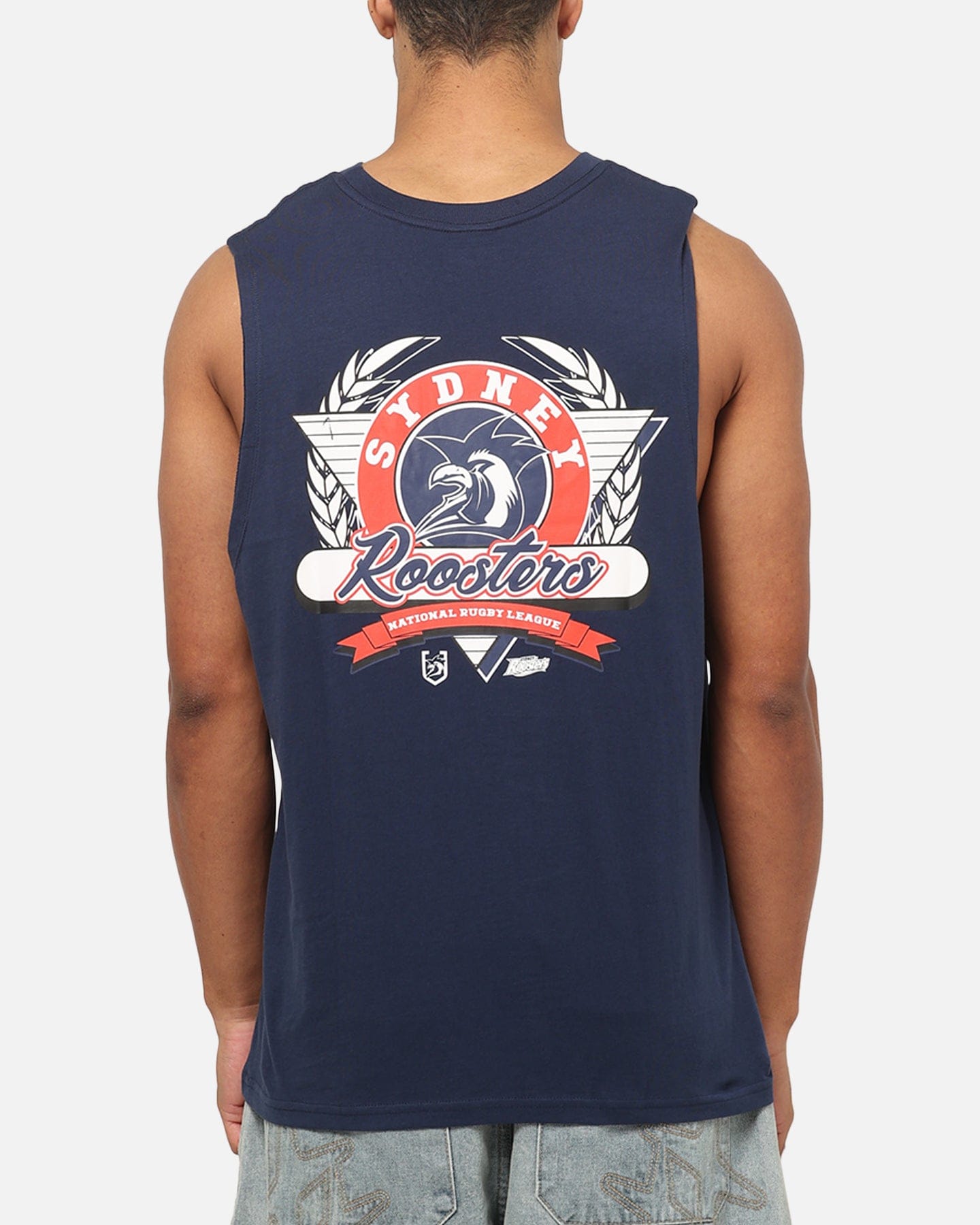 Bleacher Athletic Sydney Roosters NRL Adult Muscle T - Shirt Navy
