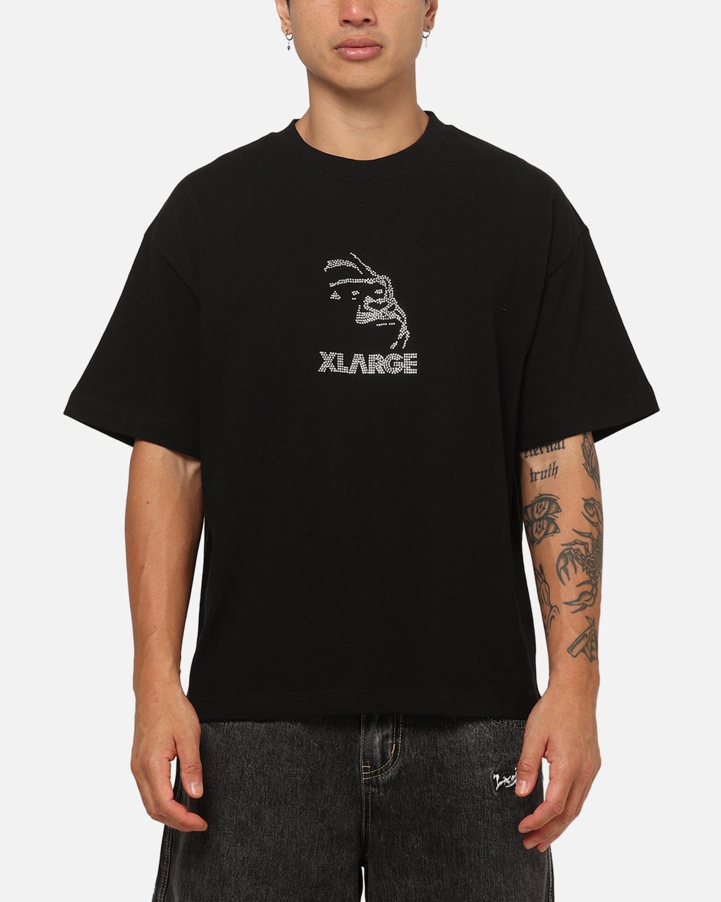 X - Large Rhinestone Gorilla Fit T - Shirt Pigment Black