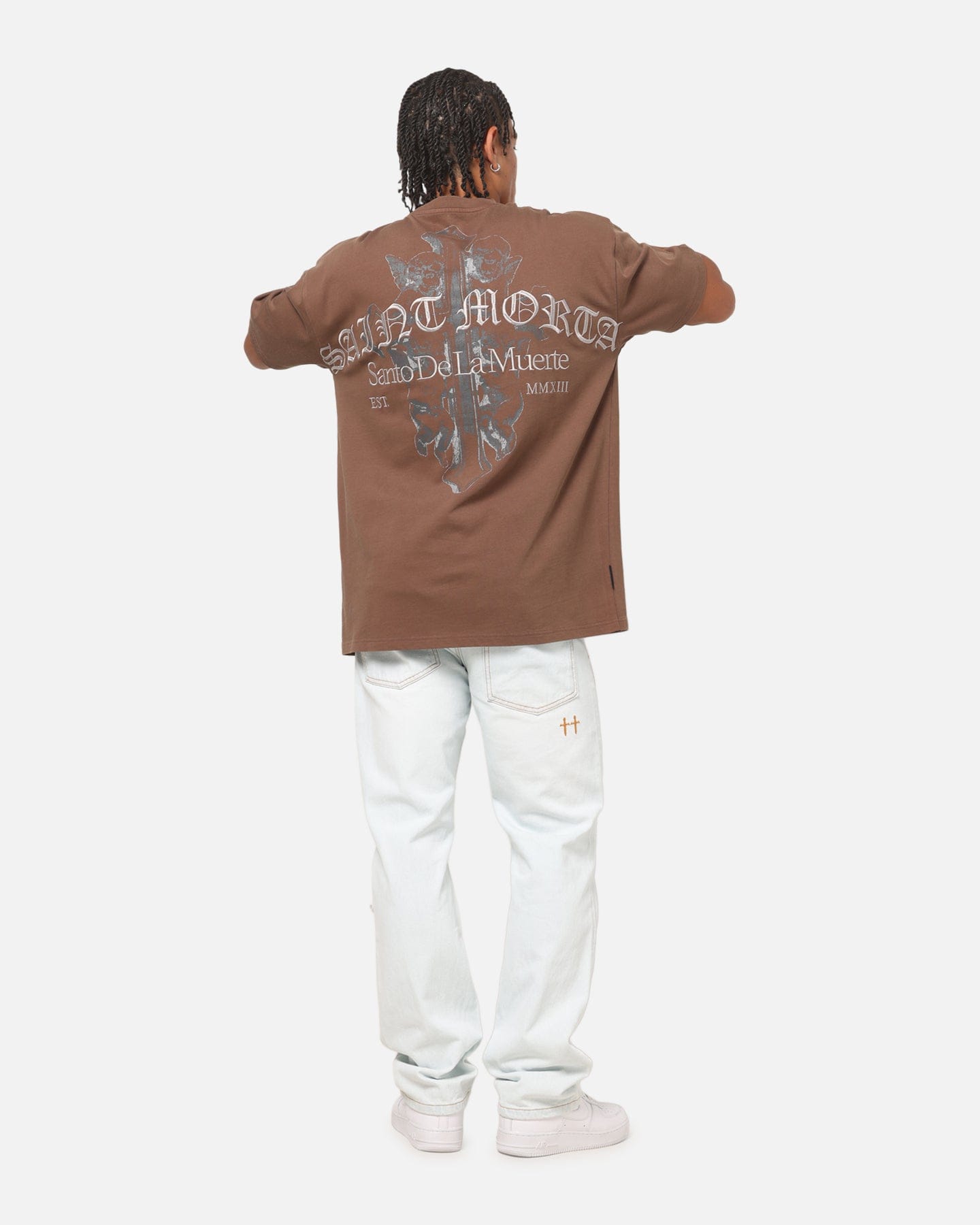 Saint Morta The Cross Boxy T - Shirt Washed Brown