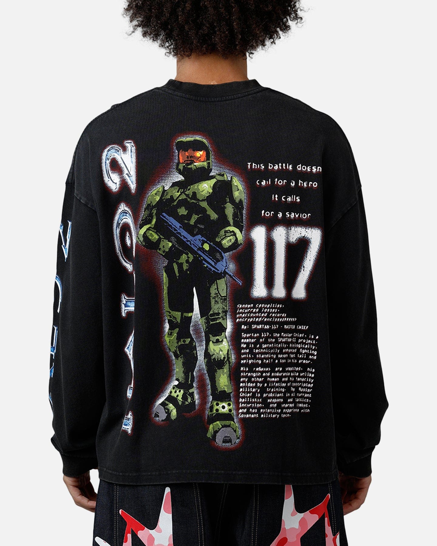 73studio x Halo 2 Long Sleeve T - Shirt Black Acidwash