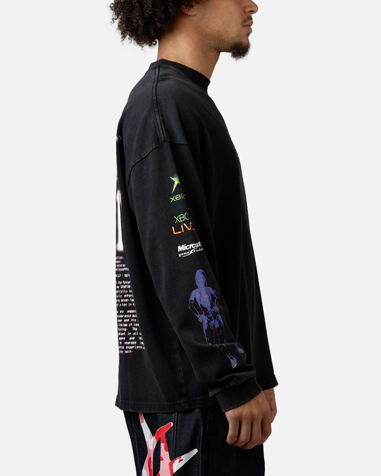 73studio x Halo 2 Long Sleeve T - Shirt Black Acidwash